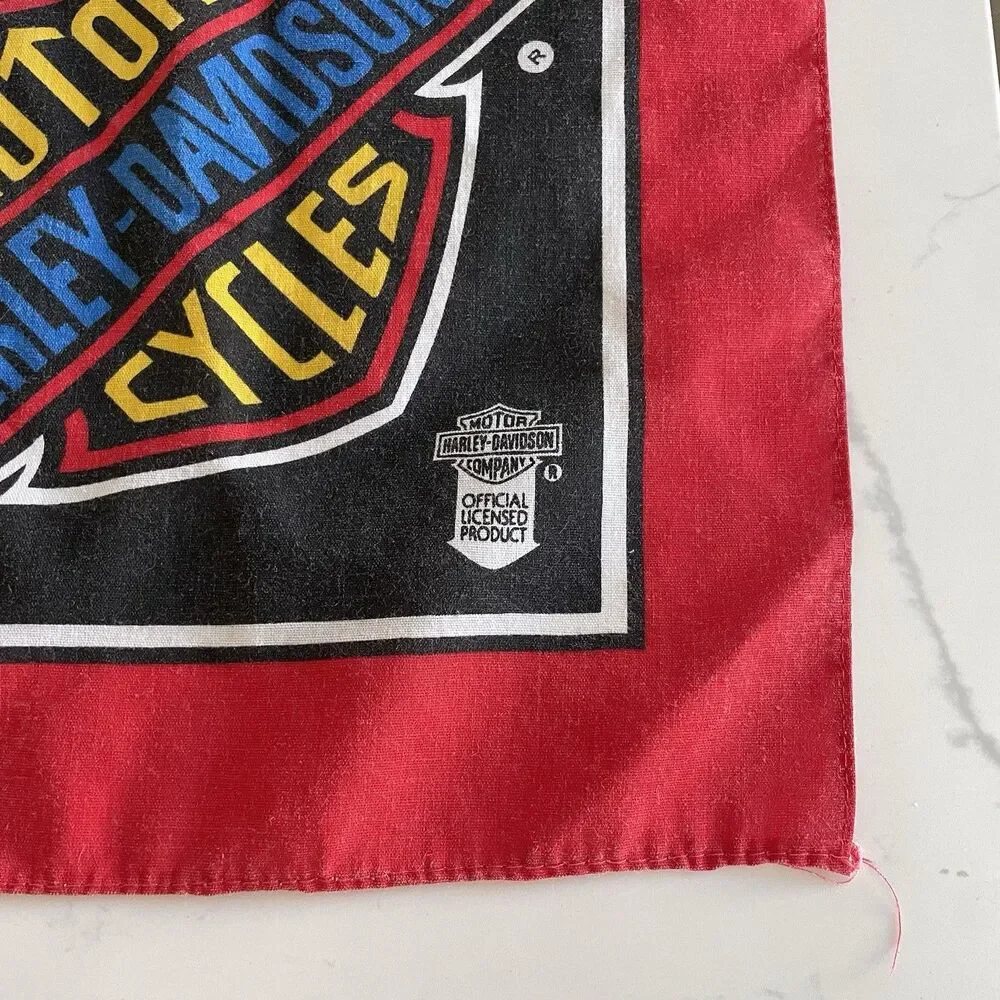 HARLEY DAVIDSON BANDANA DOUBLE BAR & SHIELD USA FLAG VINTAGE MADE IN USA 22